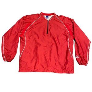 Mizuna XL Red Windbreaker Jacket 1/4 Zip Vented Back Pullover Athletic Training